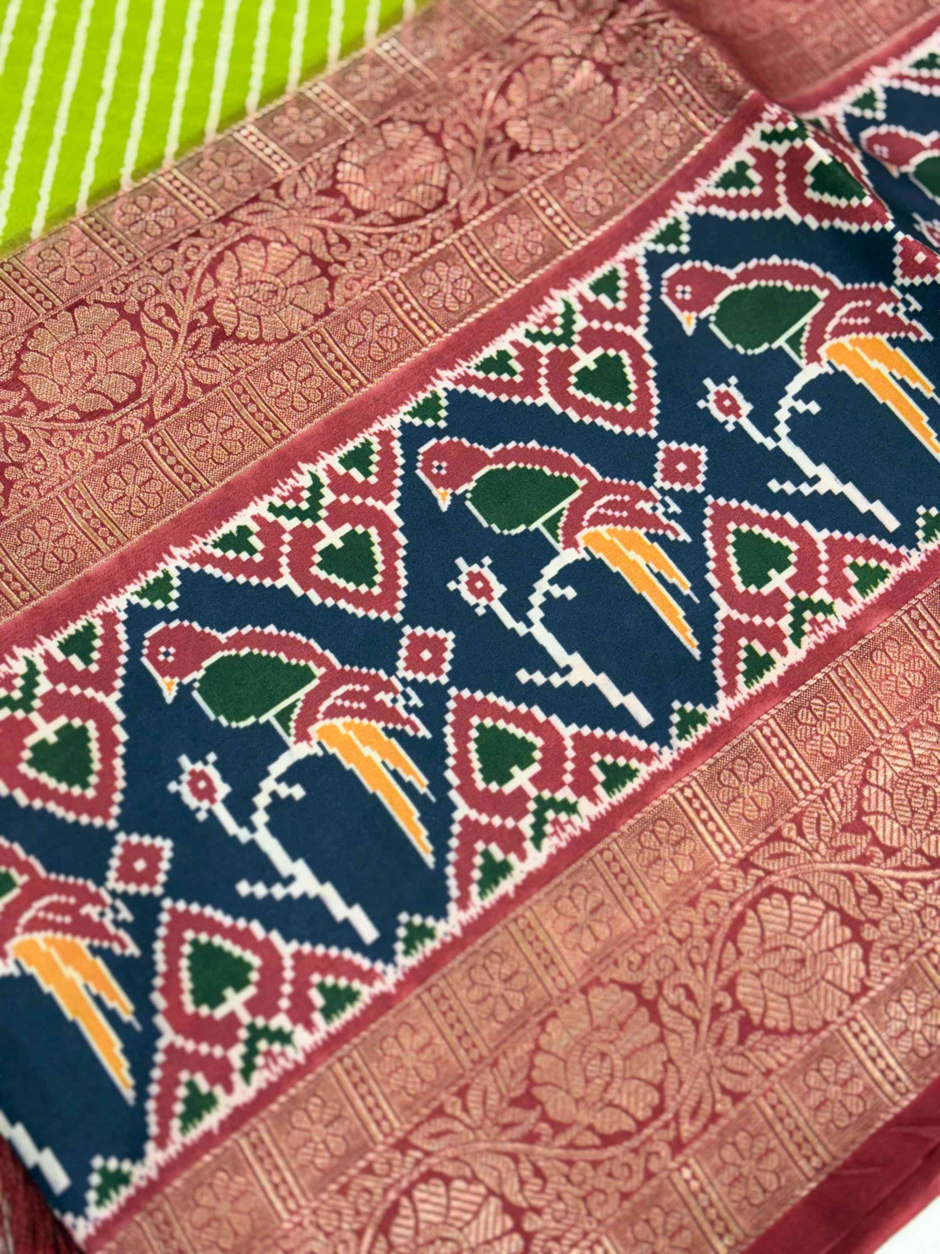 Green Silk Blend Lehriya Saree