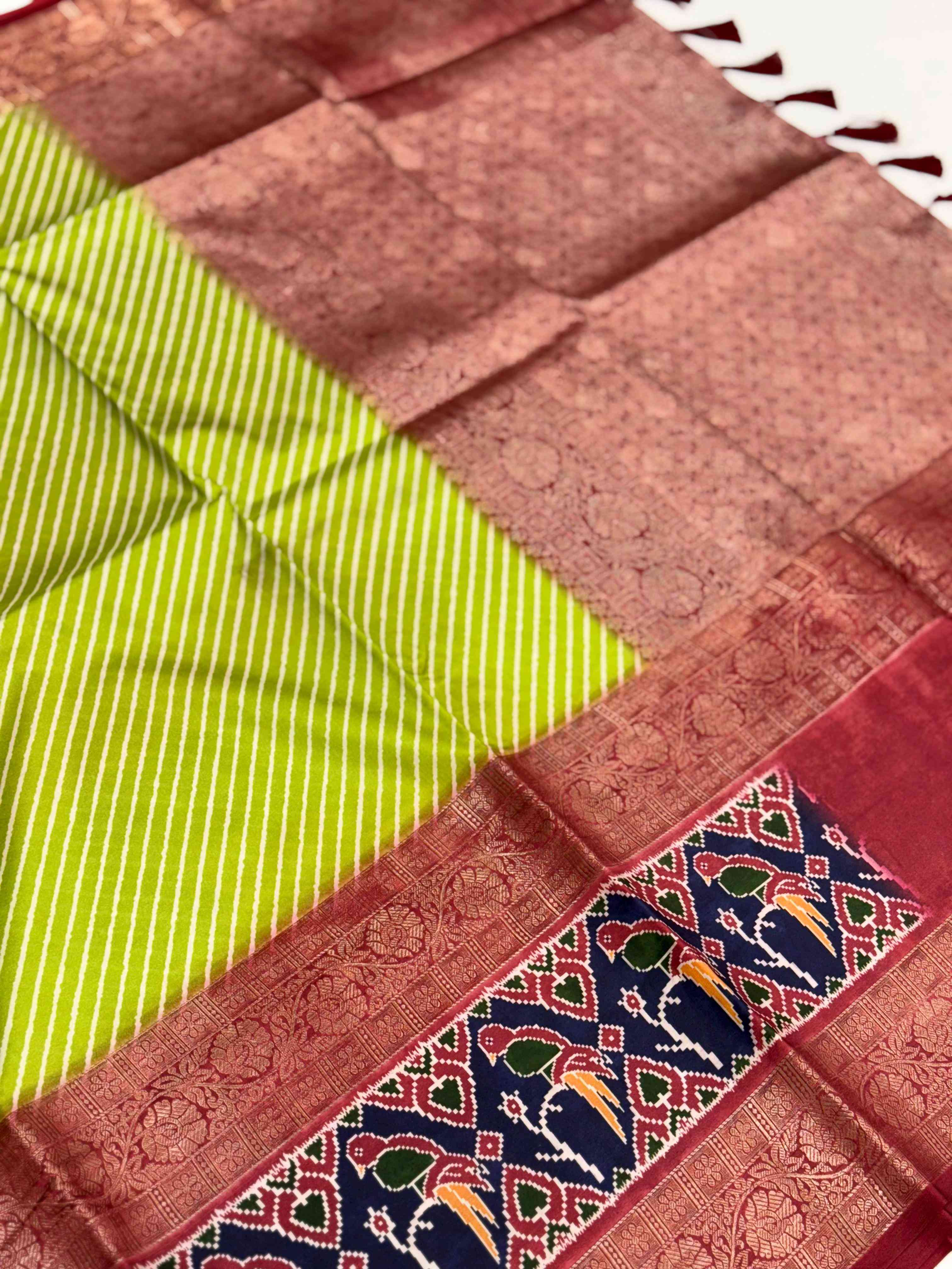 Green Silk Blend Lehriya Saree