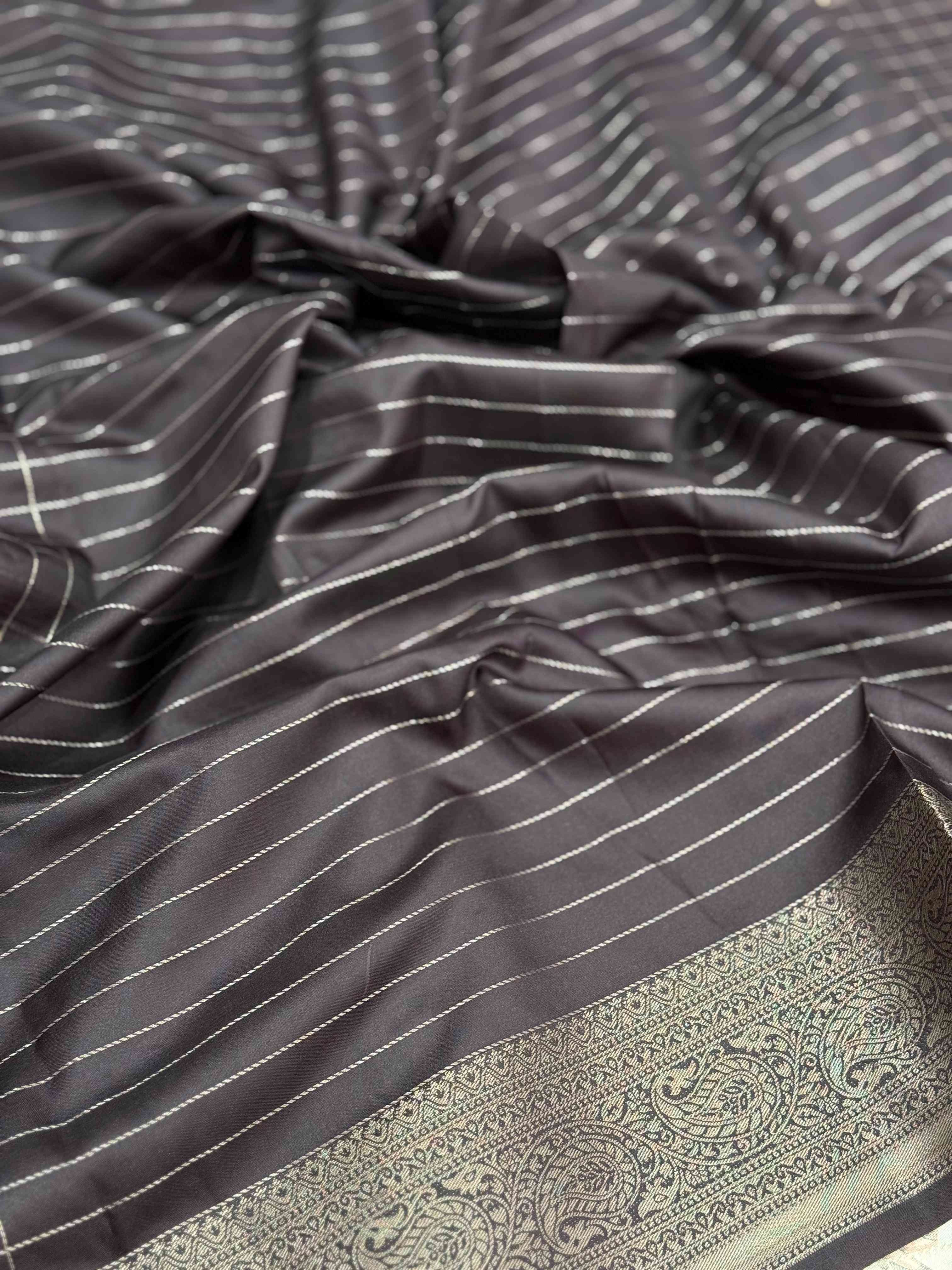 Artisanal Brown Silk Blend Kalamkari Saree