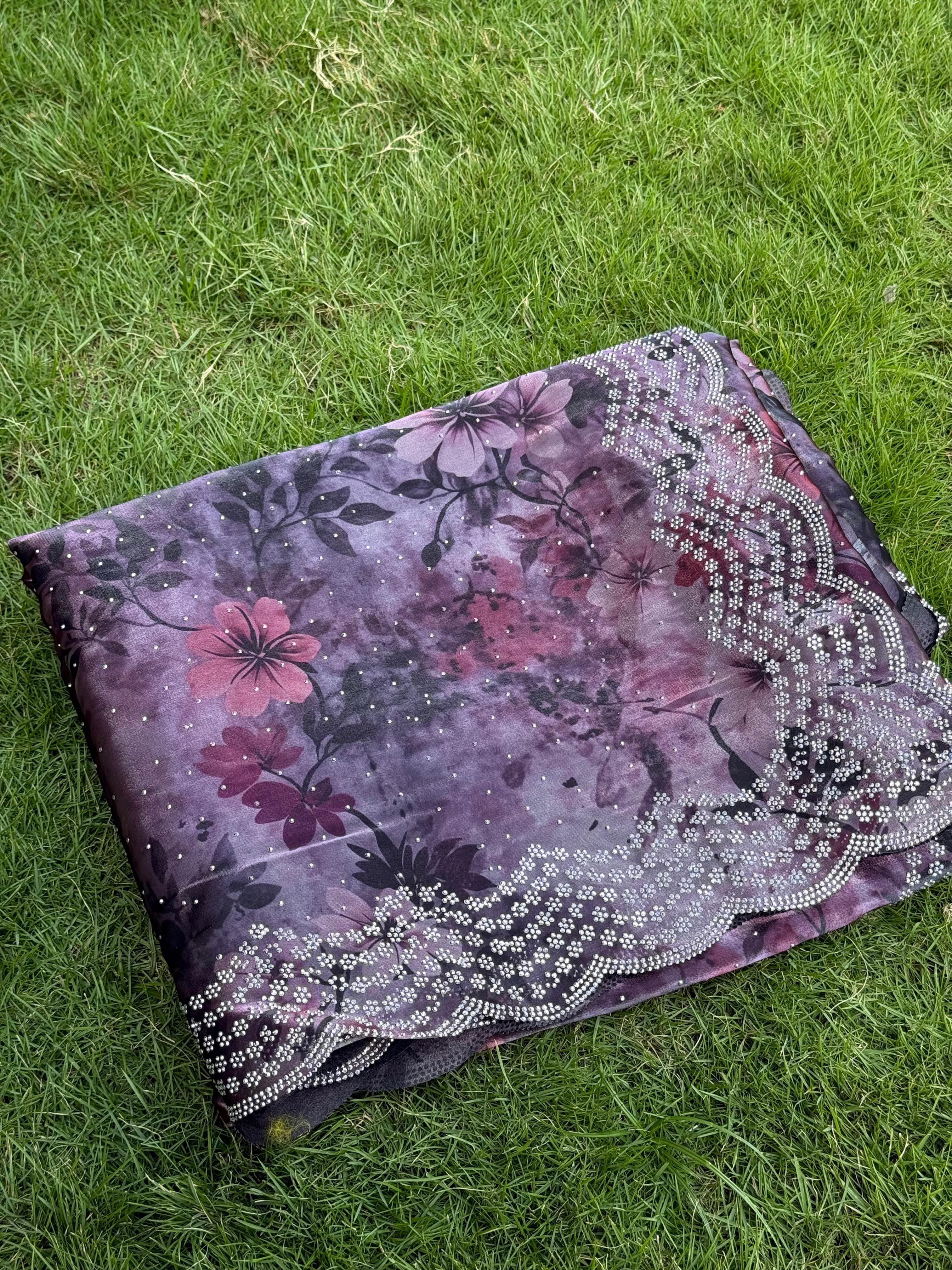 Wine Jimmy Choo Swarovski Saree