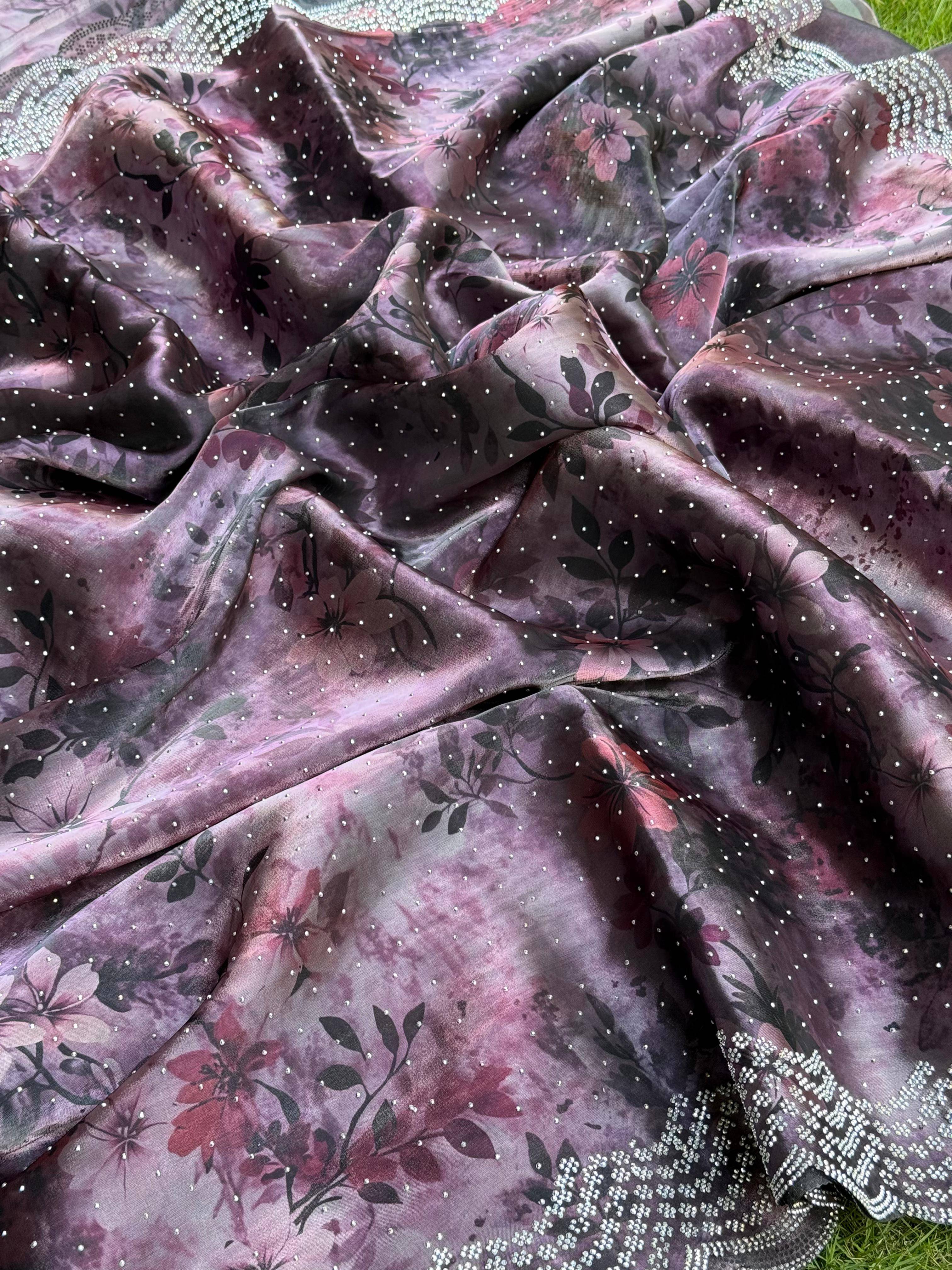 Wine Jimmy Choo Swarovski Saree