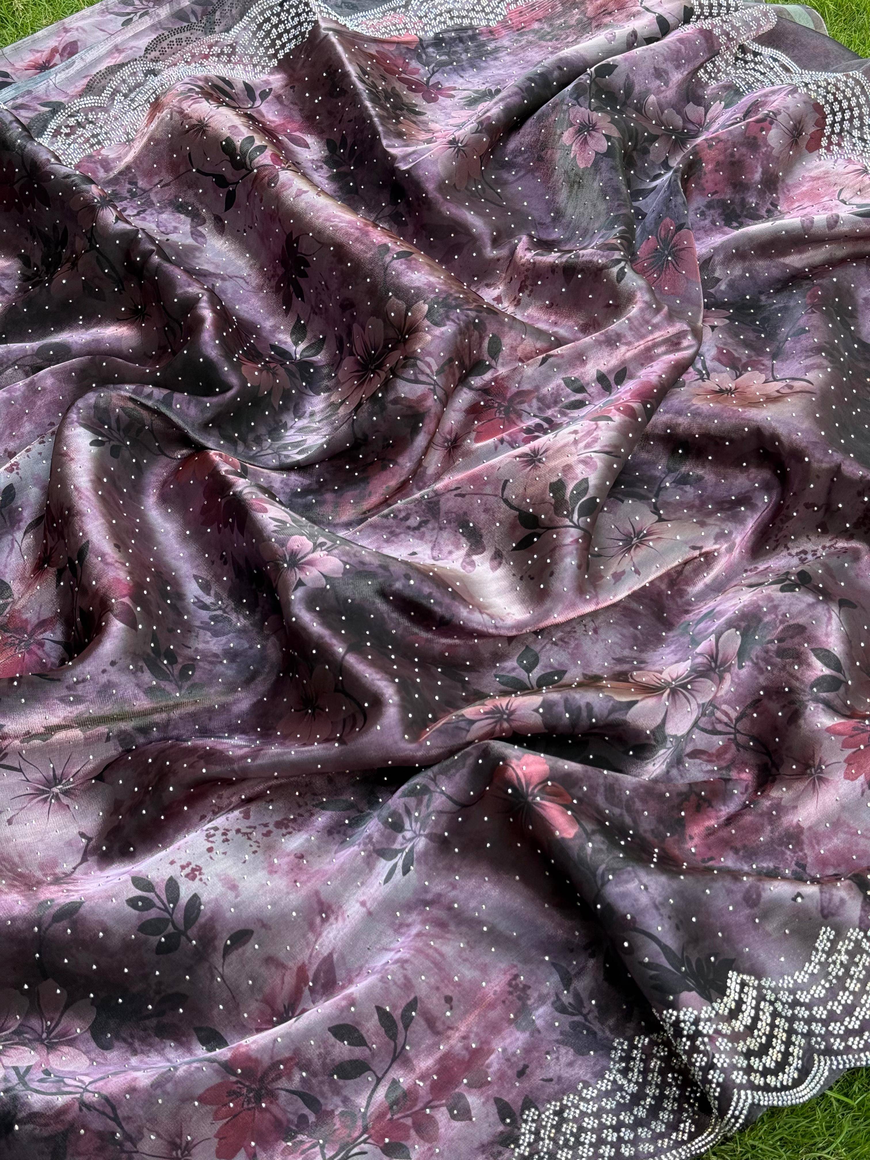 Wine Jimmy Choo Swarovski Saree