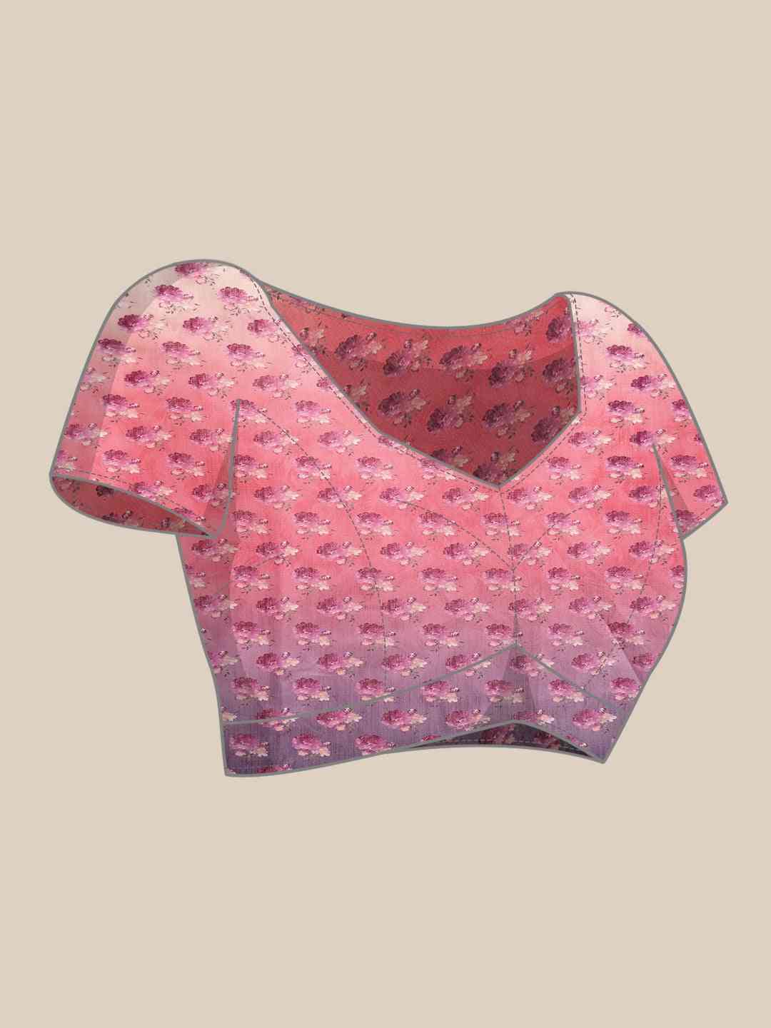 Beautiful Linen Floral Print Ikat Saree