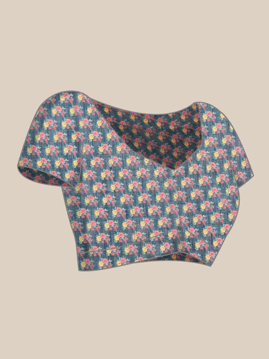 Beautiful Linen Floral Print Party Wear Saree Collection