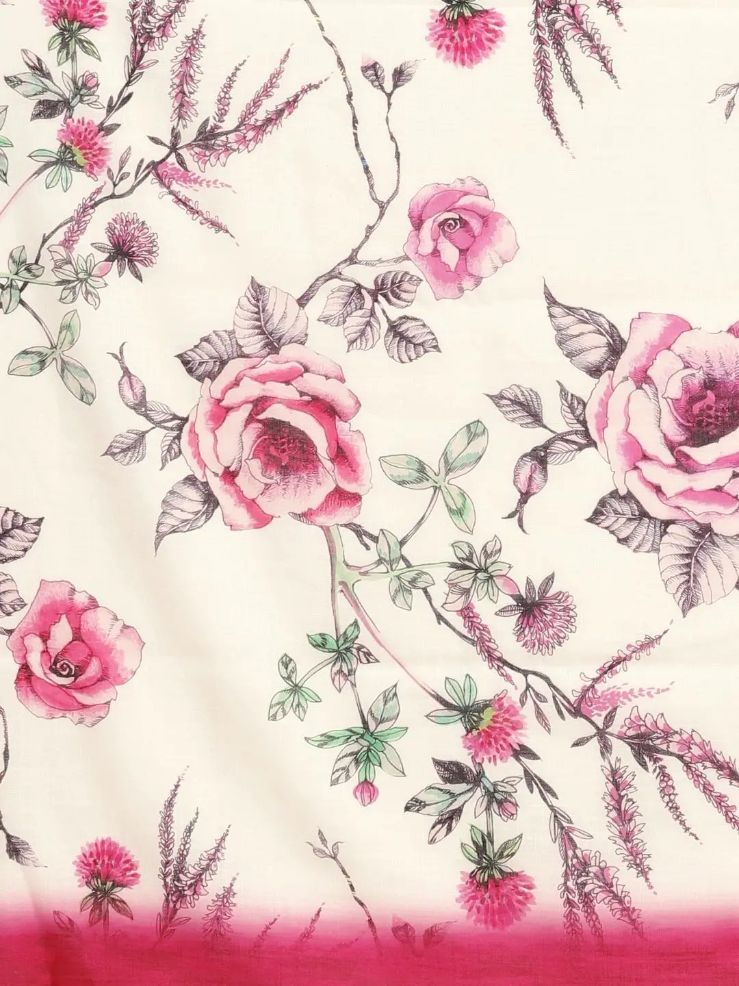 Beautiful Linen Floral Print With Ikat Saree