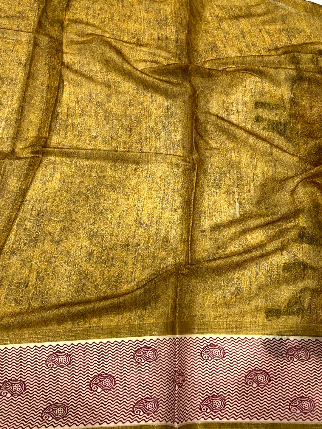 Yellow Chanderi Pichwai Digital Print Saree