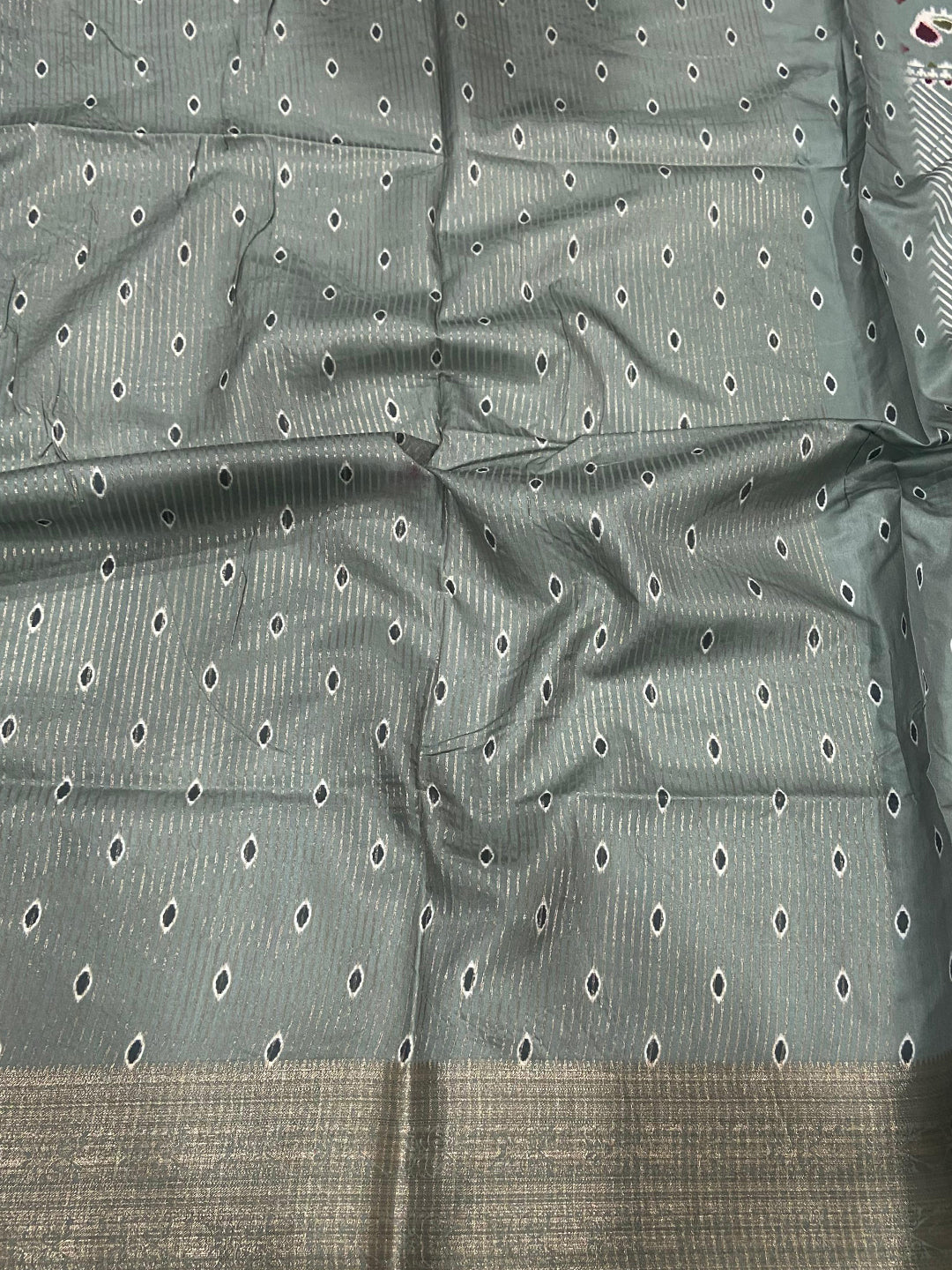 Light Blue Zig Zag Kalamkari Kanchi Silk Saree