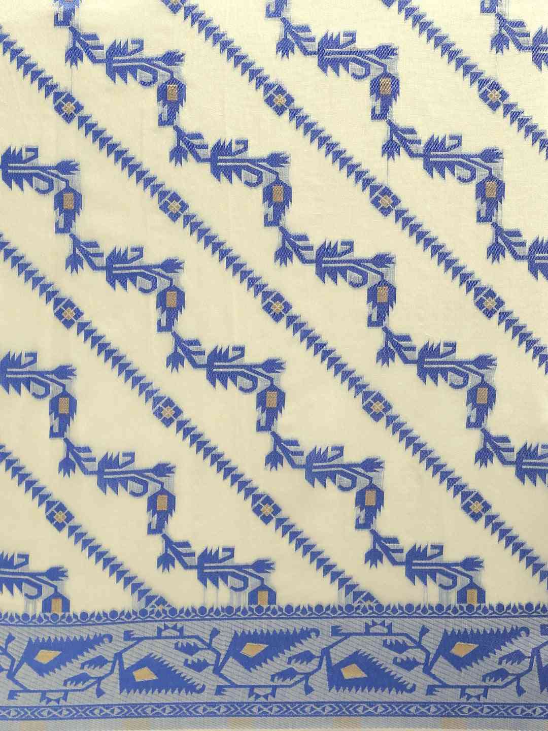 Jamdani Blue Colour Silk Cotton Saree