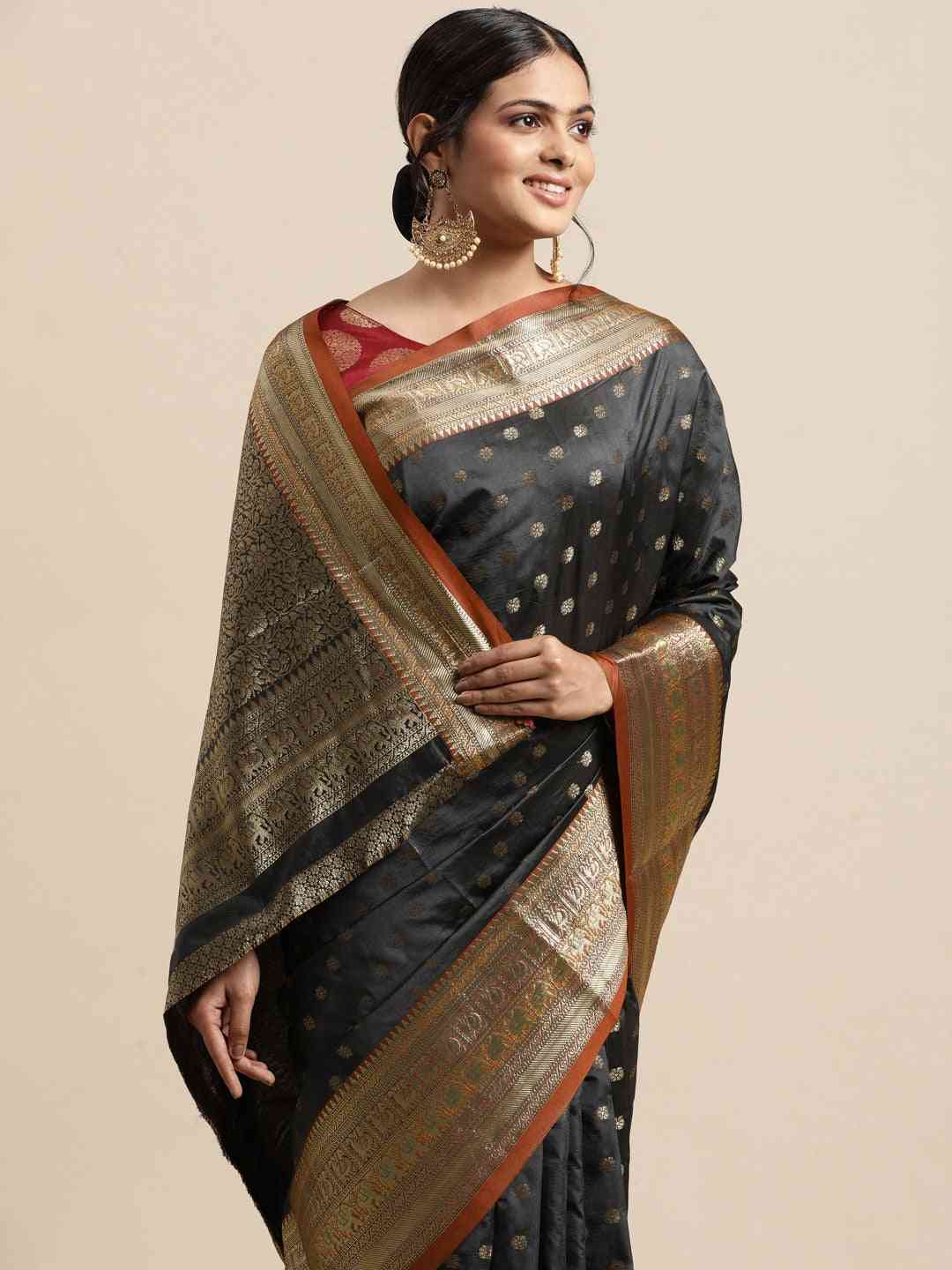 Black Colour Banarasi Silk Saree