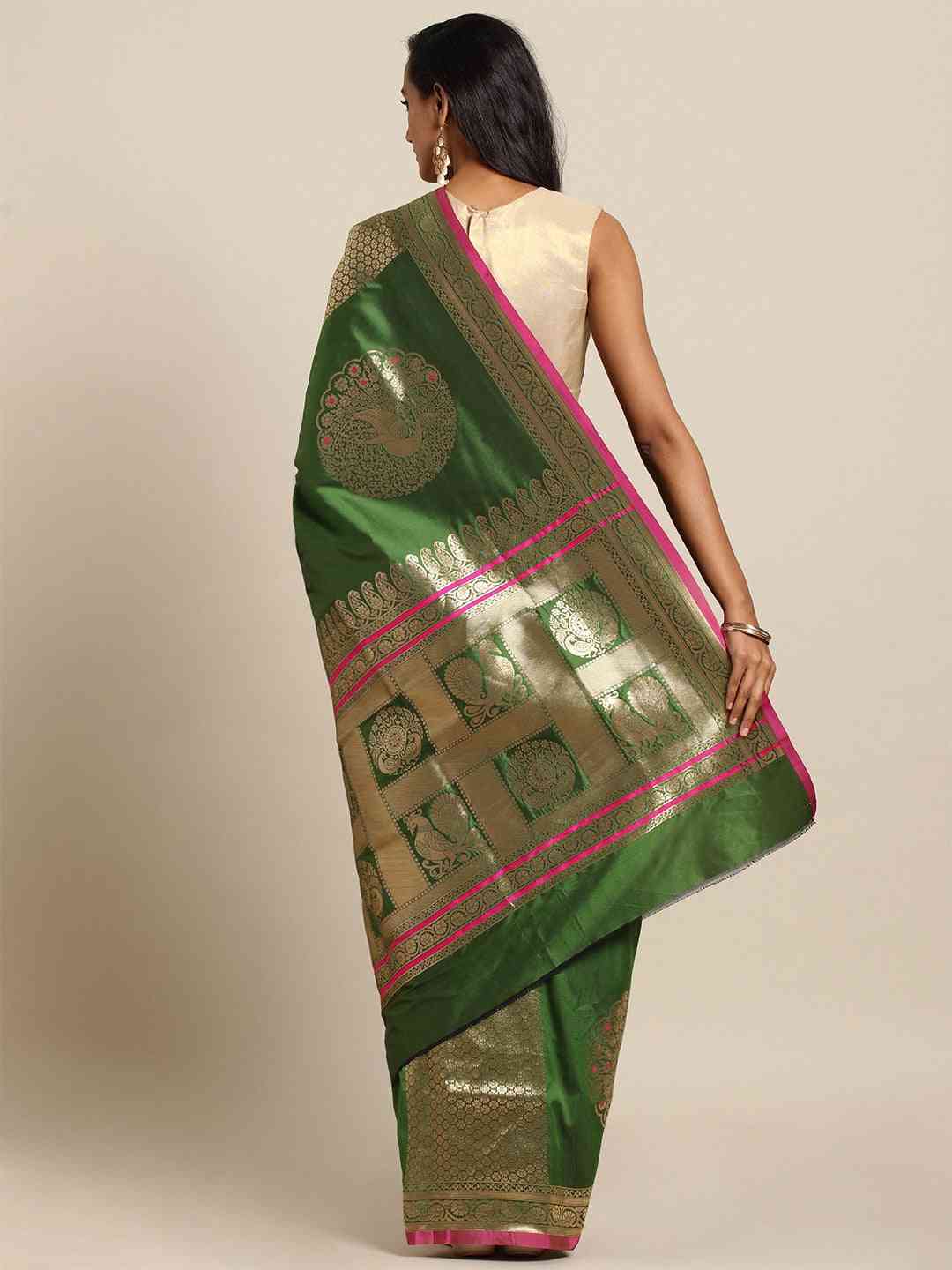Kanjivaram Bottle Green Silk Saree