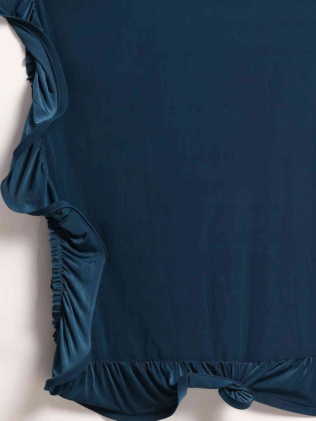 Stylish Teal Colour Solid Print Saree