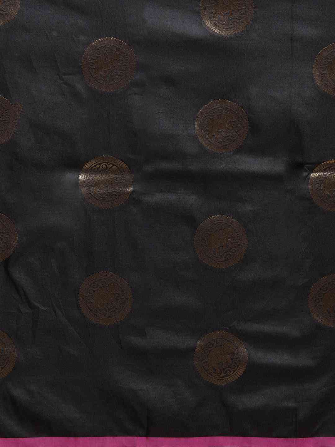 Kanjivaram Black Colour Silk Blend Woven Design Saree