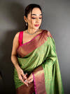 Royal Pista Raw Silk Zari Buti Saree