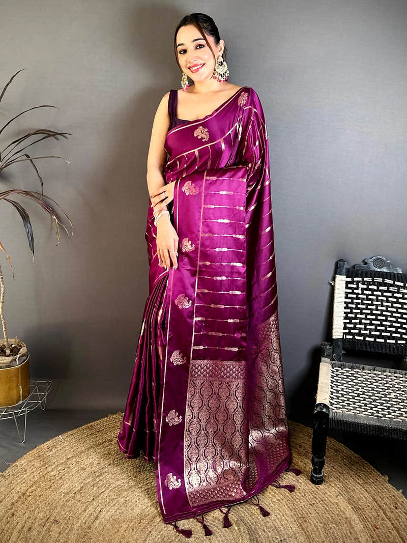 Artisan Mashru Silk Zari Weaving Saree