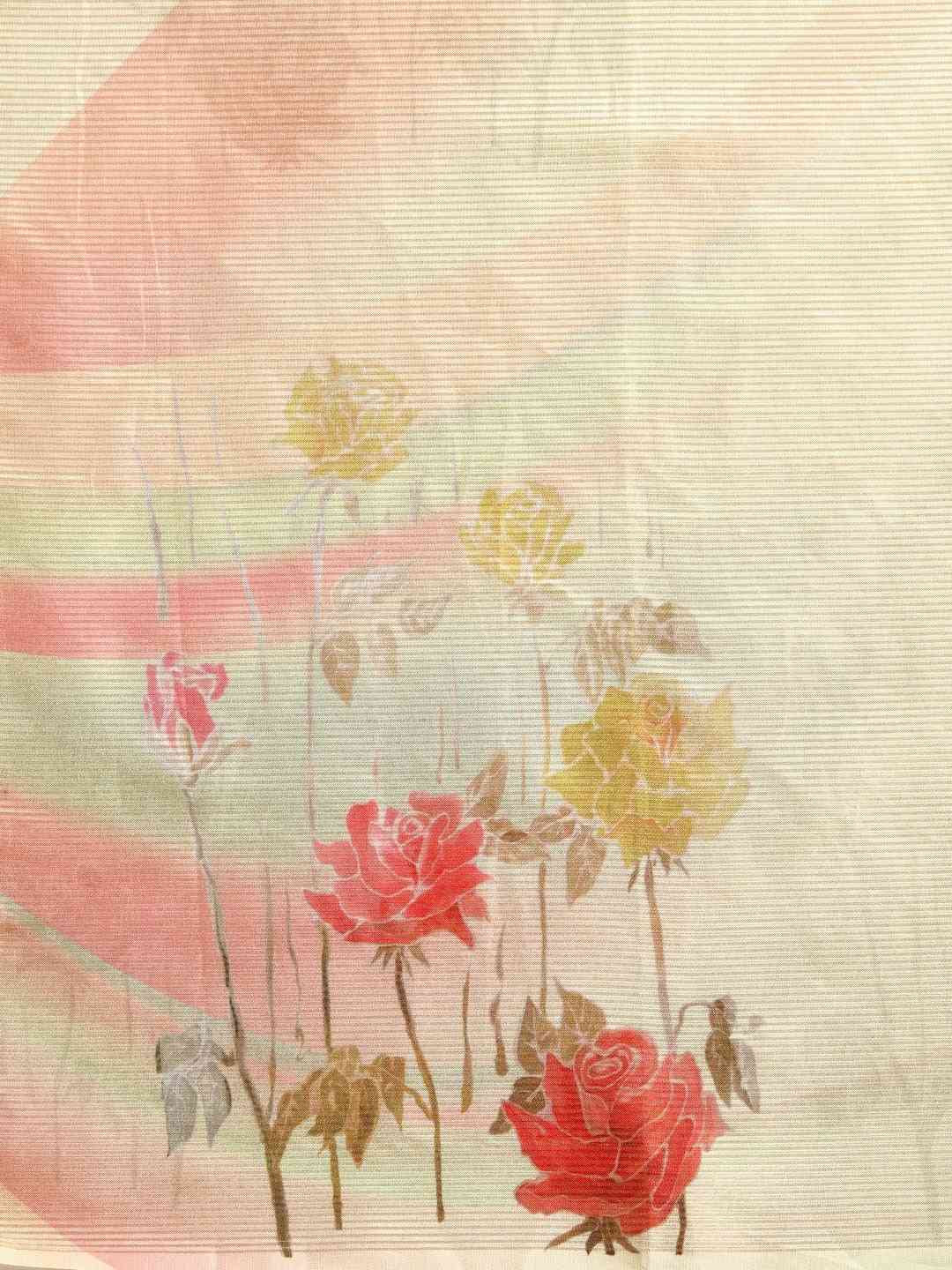 Exclusive Maheshwari Floral Printed Saree With Zari Border