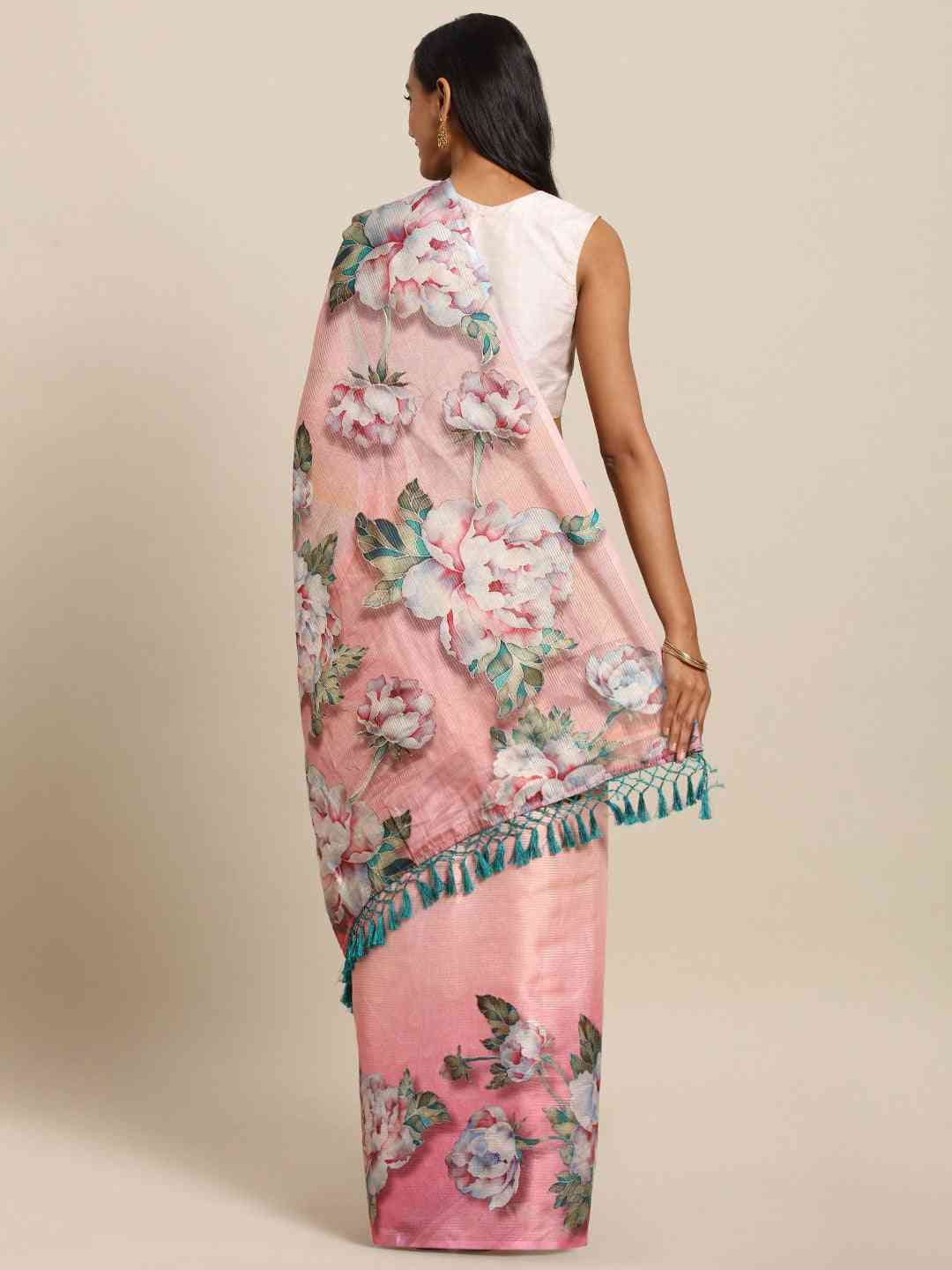 Stylish Maheshwari Floral Printed Saree With Zari Border