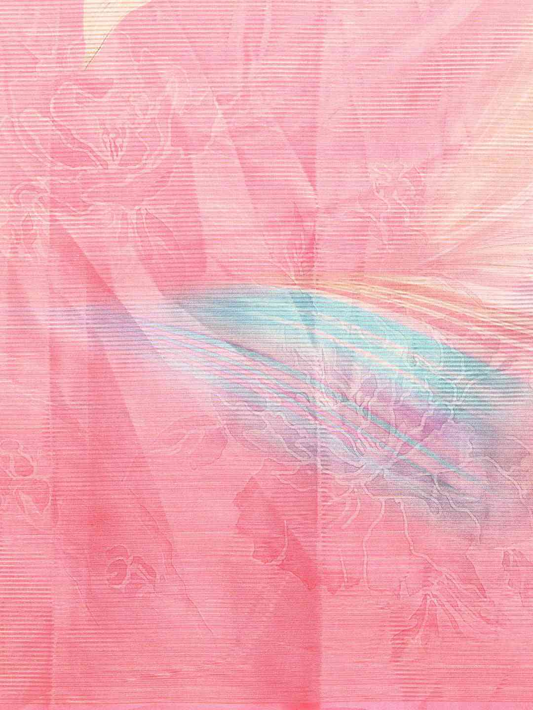 Pink Colour Maheshwari Floral Printed Saree With Zari Border