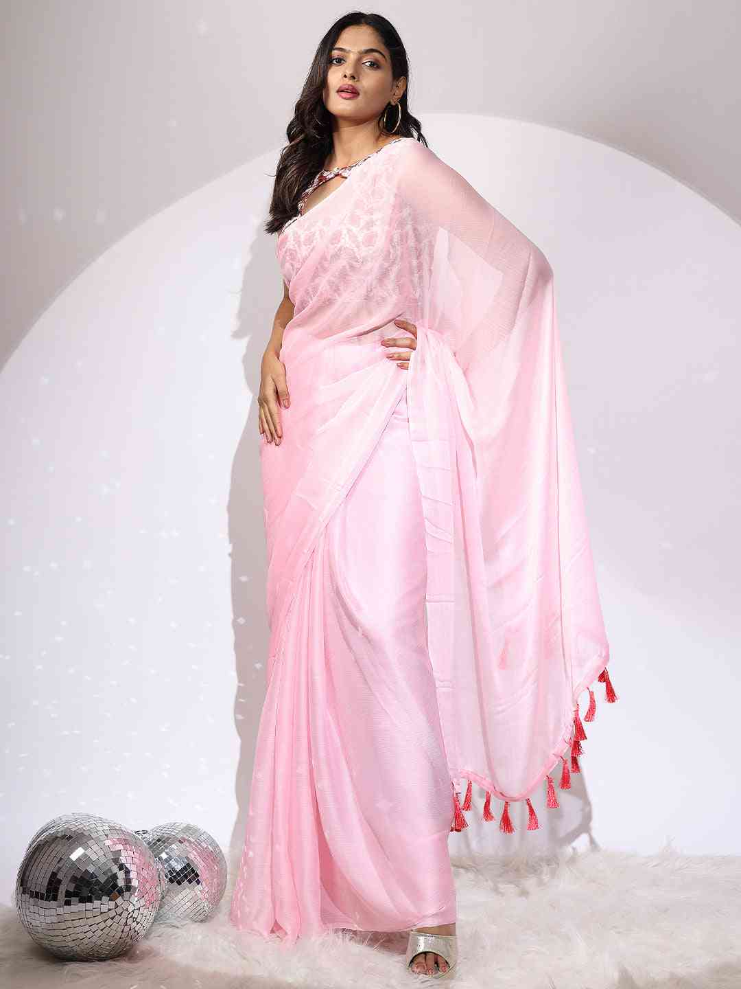 Chiffon Dual Tone Party Wear Designer Saree