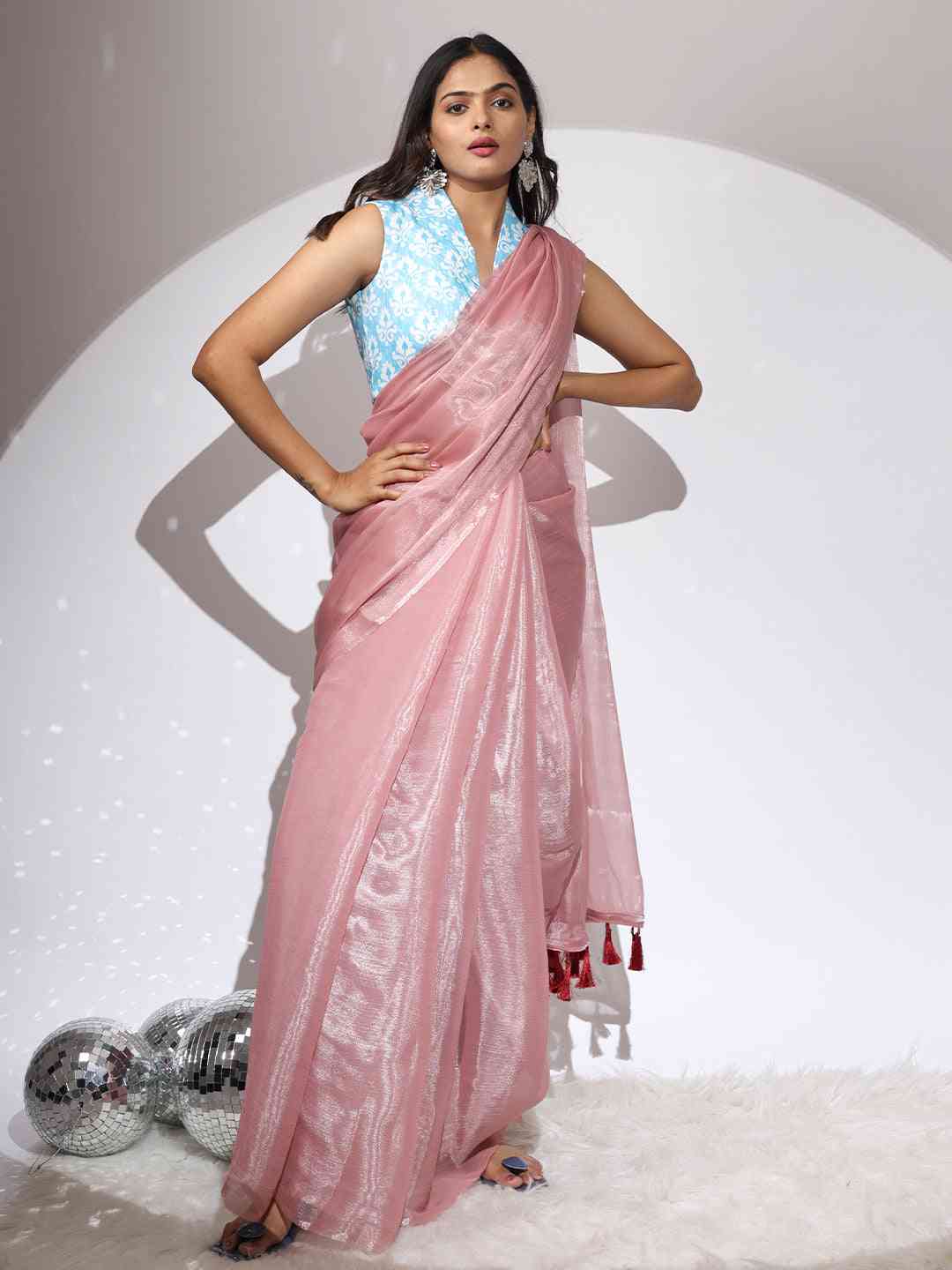 Chiffon Dual Tone Party Wear Designer Saree