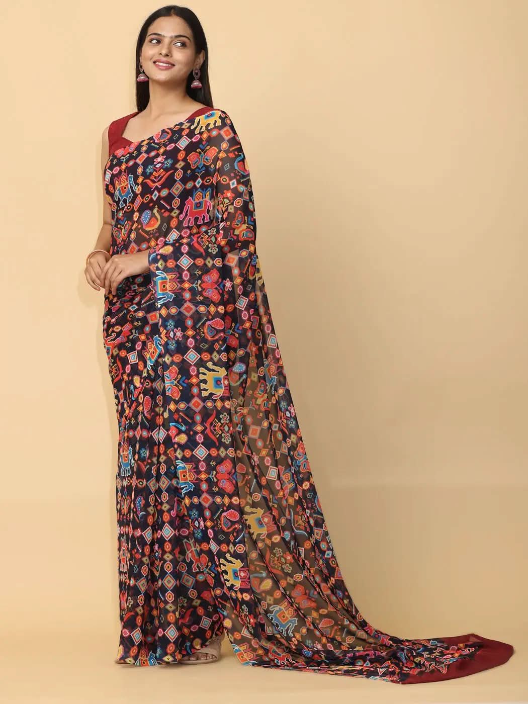 Ombre Soft Georgette Digital Print Party Wear Saree