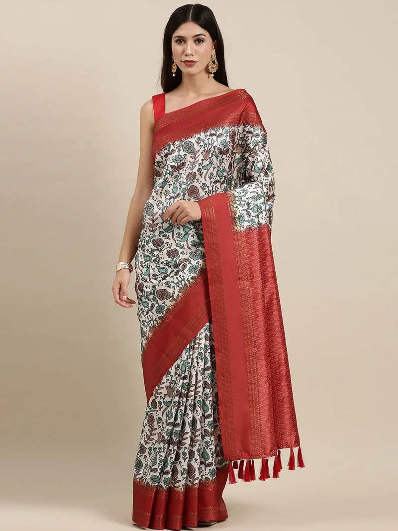 Soft Silk Kalamkari Digital Print Festive Wear Saree
