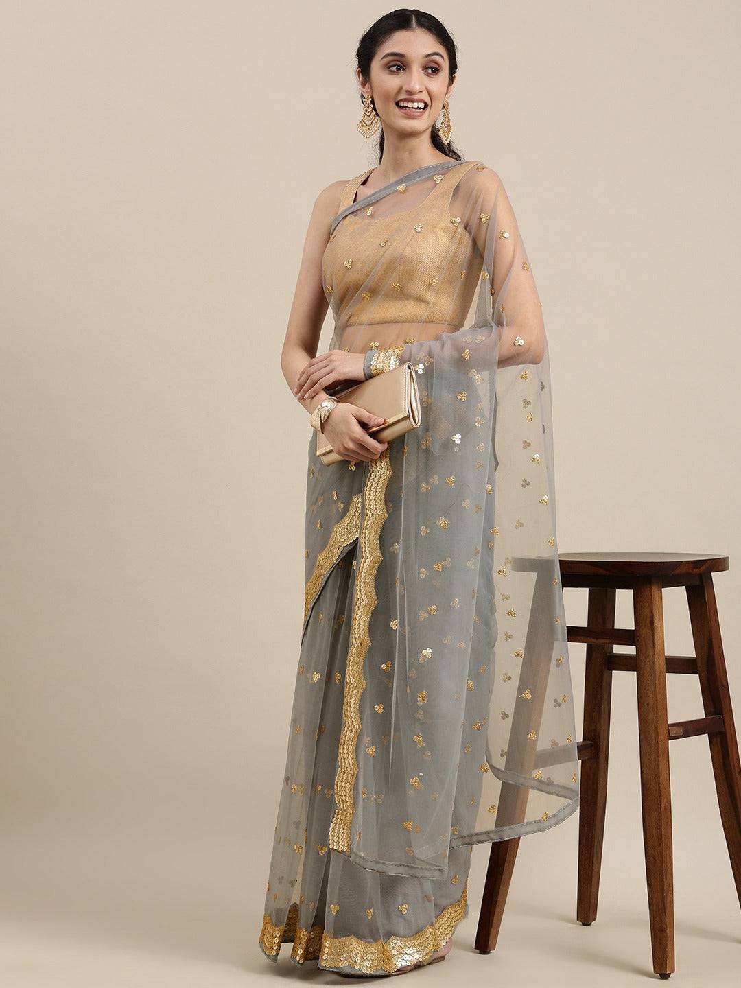 Soft Net Sequence Work Party Wear Saree