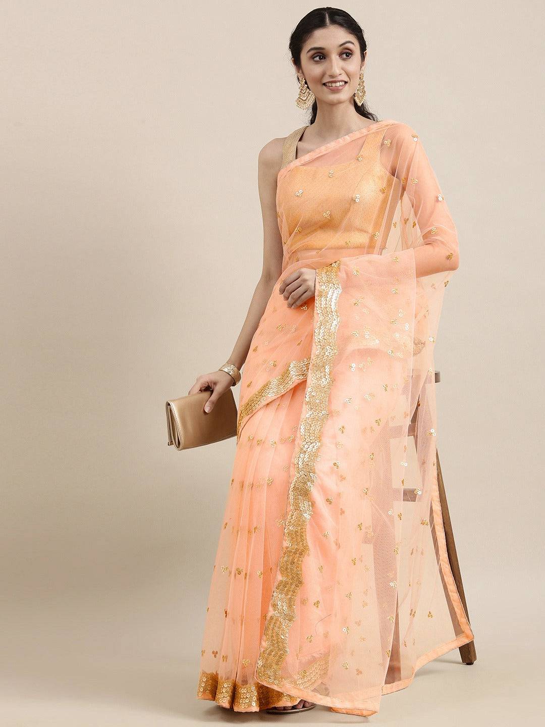 Soft Net Sequence Work Party Wear Saree