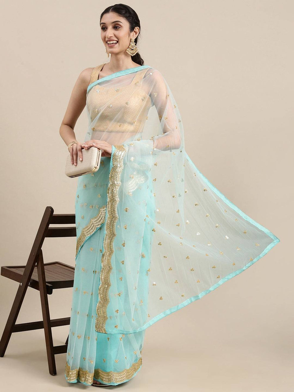 Soft Net Sequence Work Party Wear Saree
