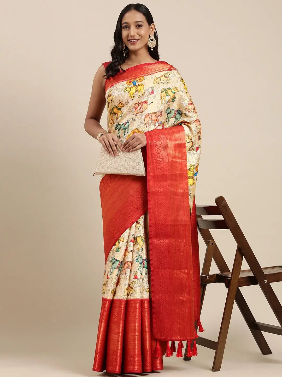 Silk Saree With Digital Kalamkari Print Pattu