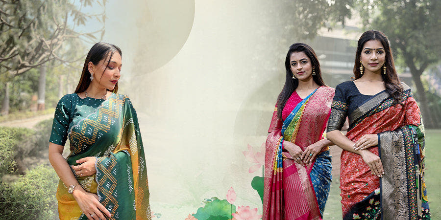 Elegant saree display, vibrant traditional attire