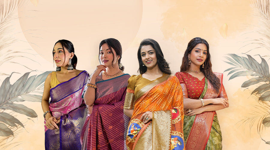Elegant women in colorful sarees