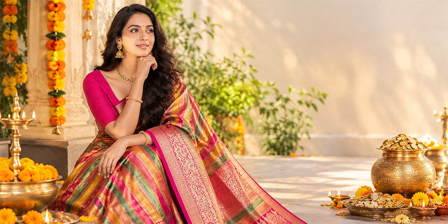 8 Sarees to Wear for Dhanteras 2026: Gold & Prosperity Hues