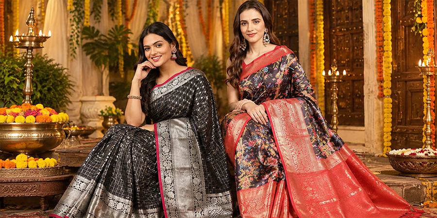 9 Black Sarees to Light Up Your Festive Party Season 2026