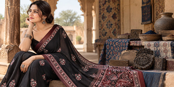 Ajrakh Print Sarees: 4,000 Years of Block Printing
