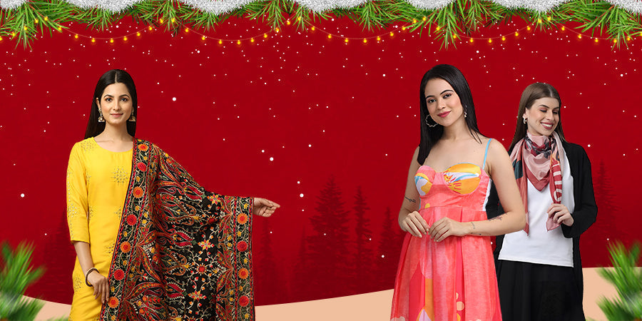 Festive wardrobe ideas for Christmas and New Year featuring vibrant outfits.