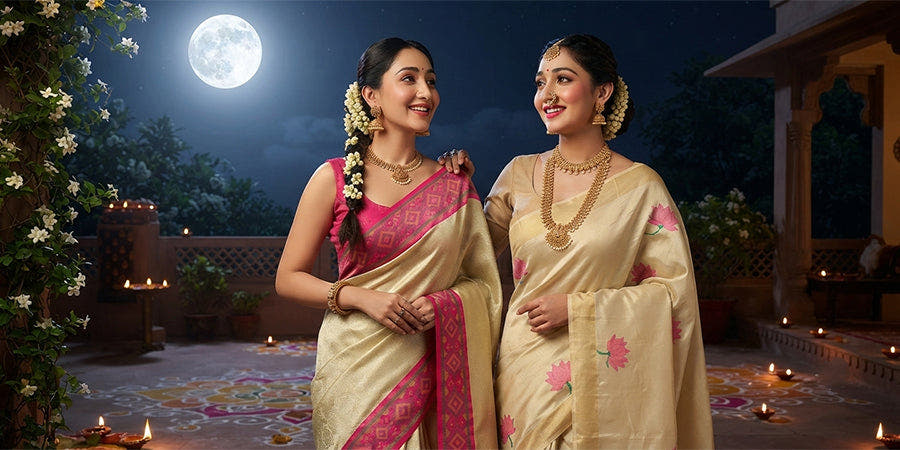 Sharad Purnima 2026: Best White & Silver Sarees to Wear