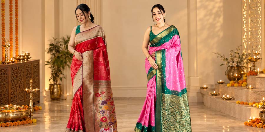 The Ultimate October Festive Saree Guide for  Navratri, Dussehra & Diwali