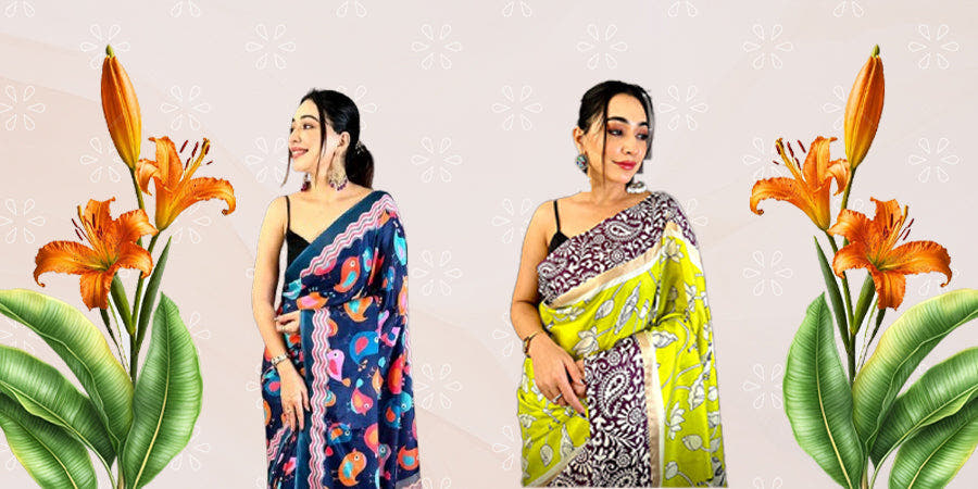 Elegant sarees with vibrant floral accents