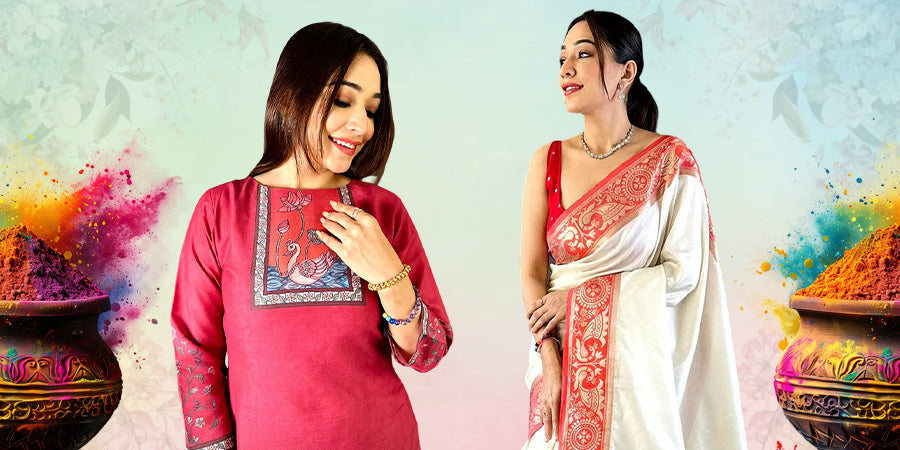 What to Wear on Holi: Stylish & Comfortable Sarees, Kurta Sets & Dupattas