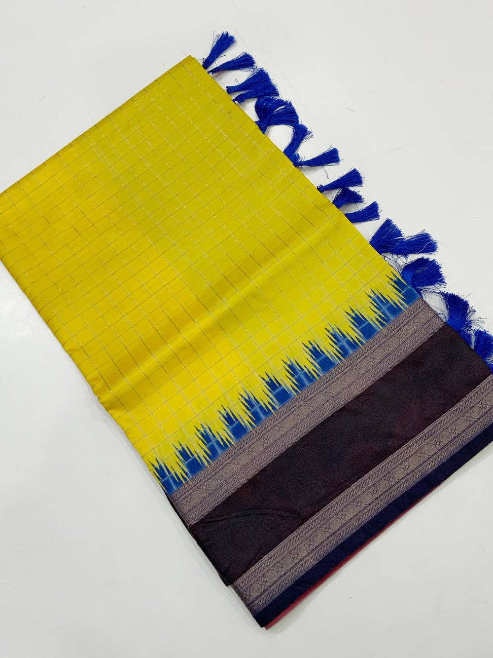 Royal Soft Silk Satin Chex Saree
