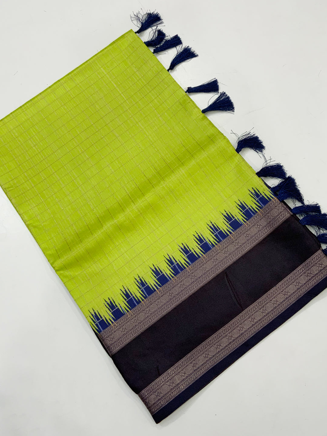 Ethereal Soft Silk Satin Chex Saree