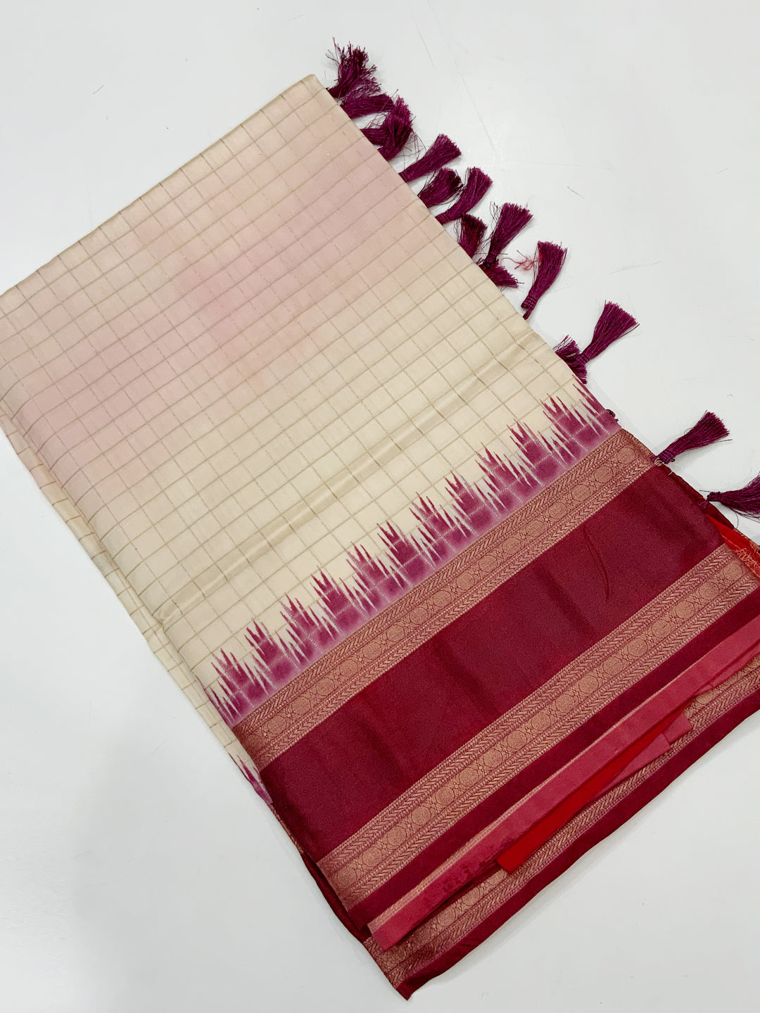 Radiant Soft Silk Satin Chex Saree