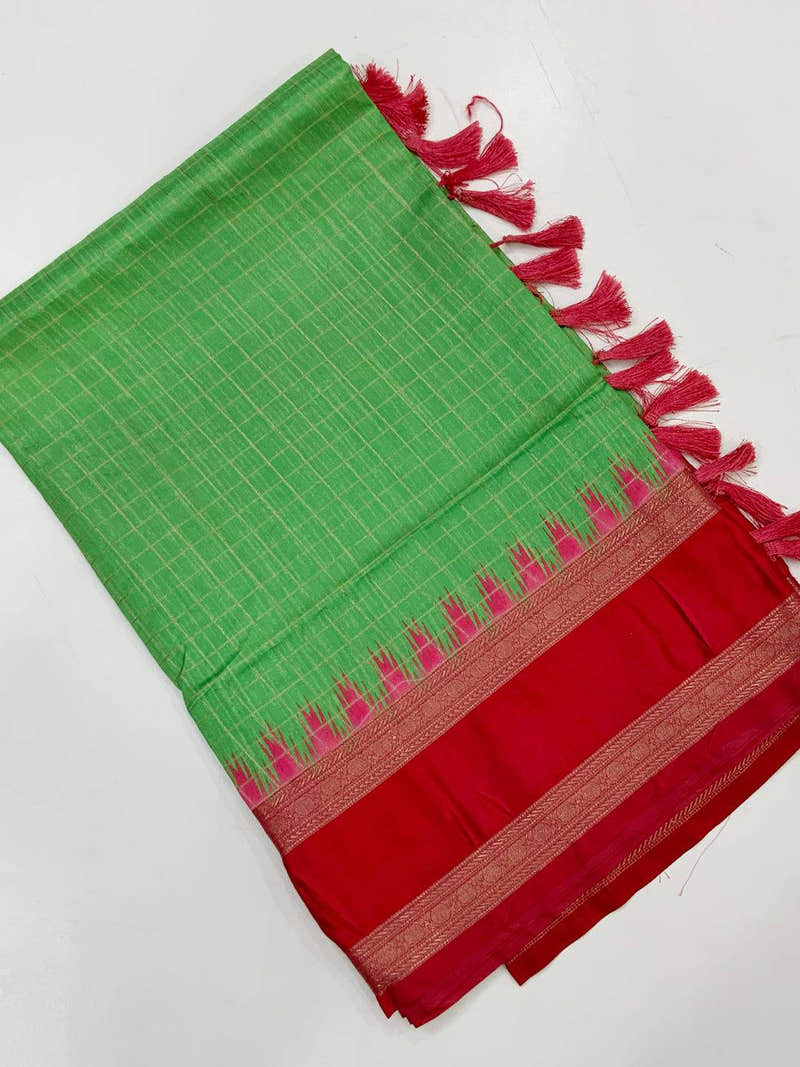 Heritage Soft Silk Satin Chex Saree