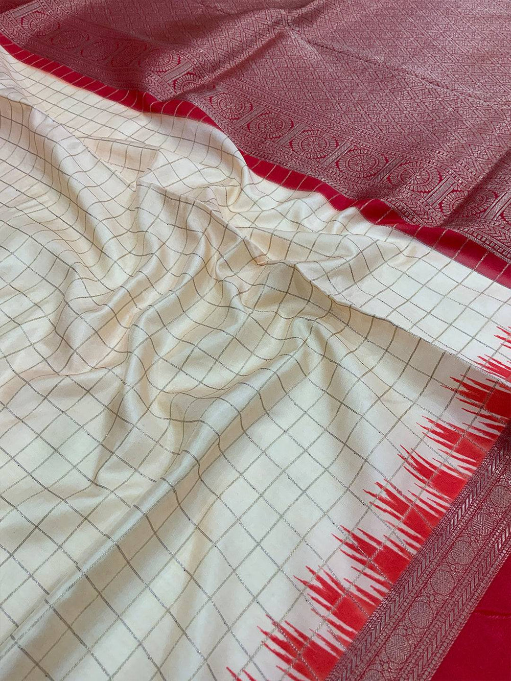 Artistic Soft Silk Satin Chex Saree