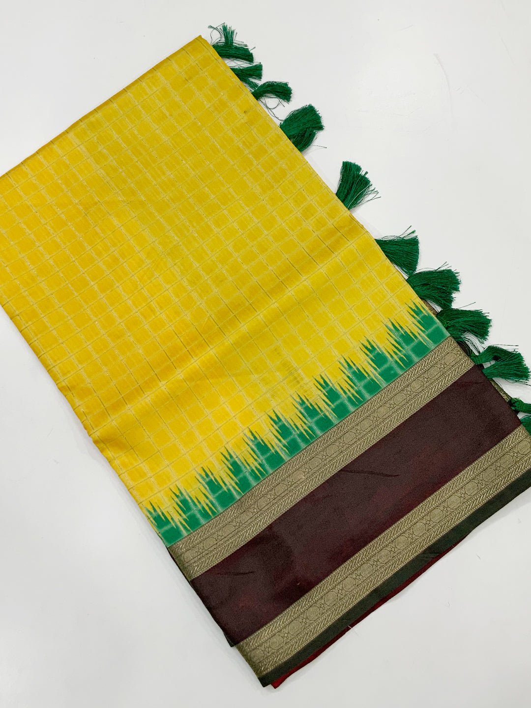 Opulent Soft Silk Satin Chex Saree
