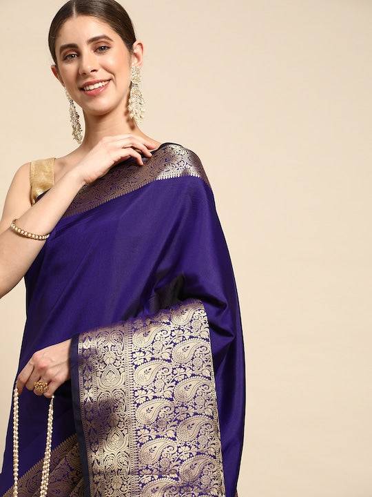 Purple Kanjivaaram Pattu Border Soft Silk Saree