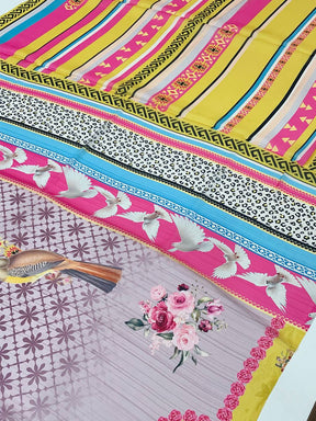Pink Chinnon Trendy Digital Print Saree