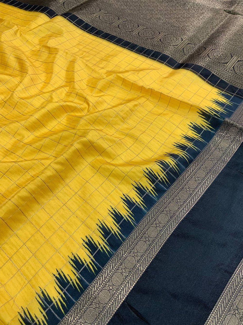 Vibrant Soft Silk Satin Chex Saree