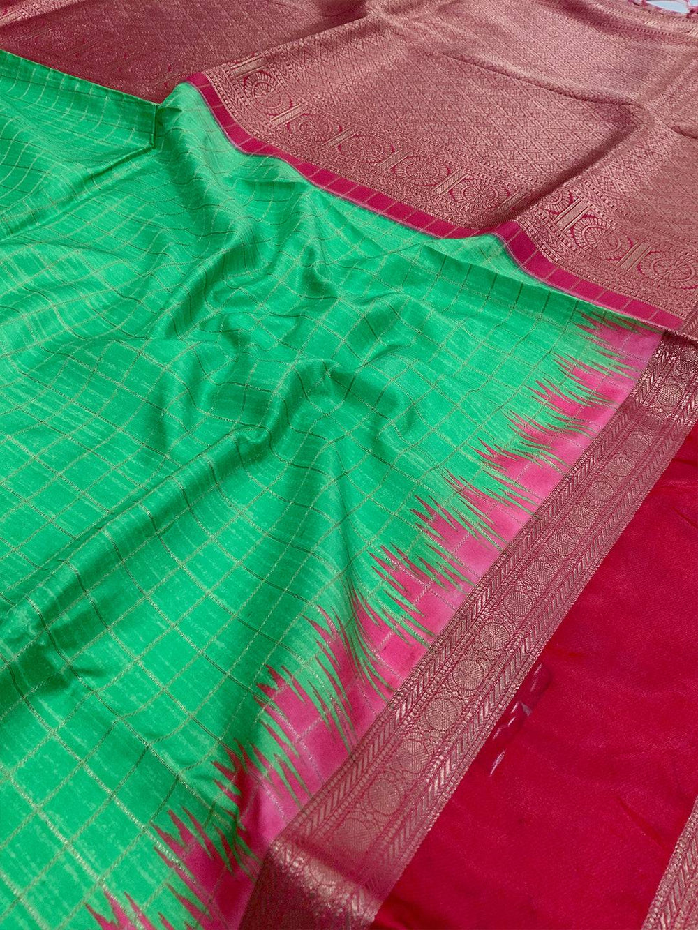 Heritage Soft Silk Satin Chex Saree