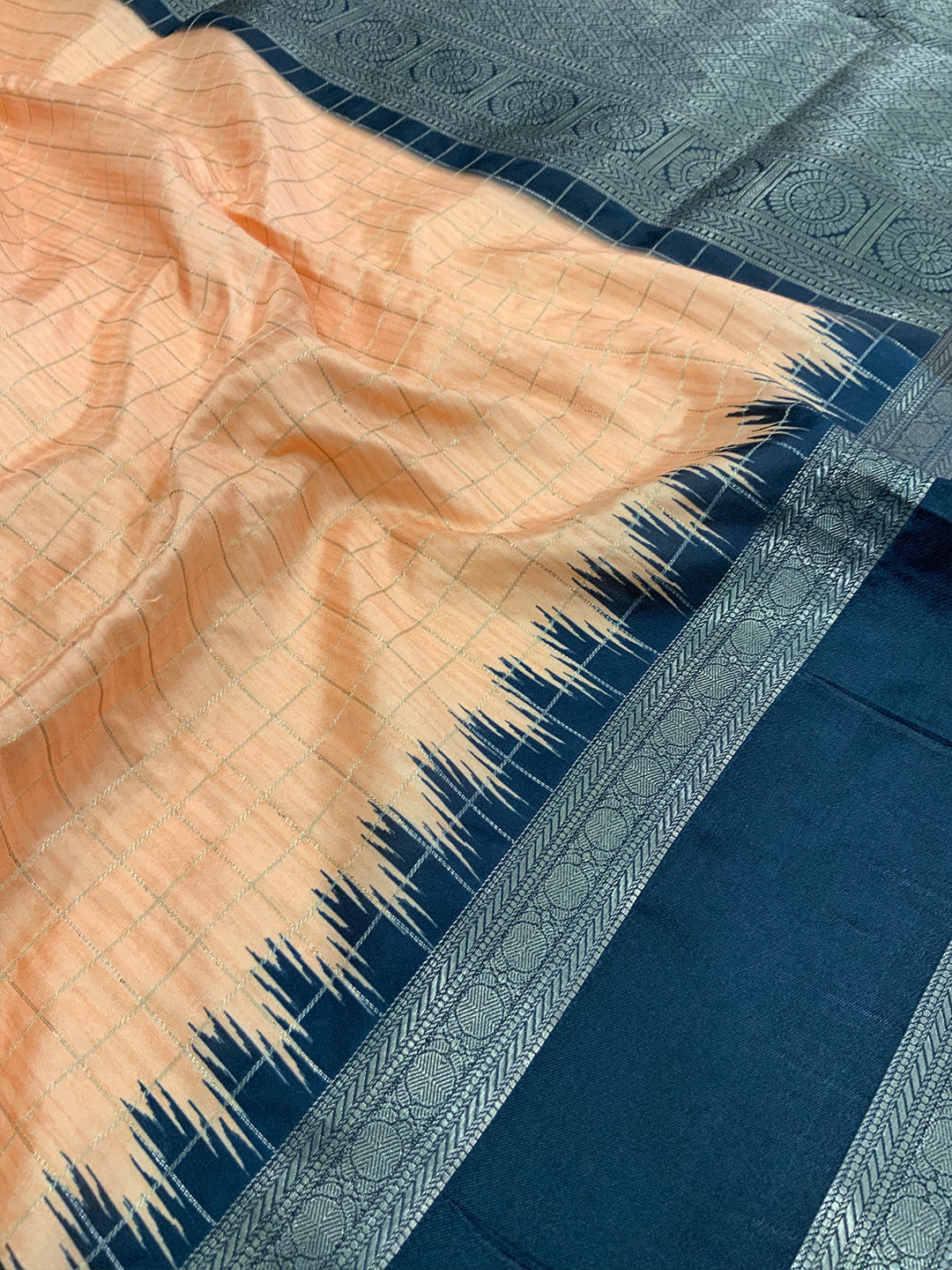 Graceful Soft Silk Satin Chex Saree